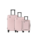 Miniatyrbild 1 av 11: Set med 3 Eternitive E3 resväskor / TSA kombinationslås / storlek S + M + L / färg rosa / kabinväska med extra ficka och USB-C- och USB-A-port / 360°