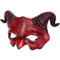 Miniatyrbild 5 av 7: Halloween halvansikte Skrämmande djurmask, Karneval Demon Mask Förhorn Ghost Devil Red