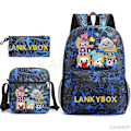 Miniatyrbild 3 av 5: Lankybox Skolväska Cartoon Axelväskor Casual Canvas Bag Student Laptop Mochilas3st setbild färg3