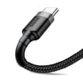Miniatyrbilde 5 av 5: BASEUS Cafule Series 2m 2A Type-C Data Sync-kabel Nylonflettet Ladekabel - Grå/Svart