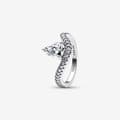 Pandora - Vågig Pavé Hjärta Ring - Sterlingsilver Circumference: 50mm