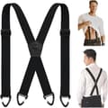 Men's Suspenders X-Shape - 3.8 cm Wide Elastic Strap with 4 Carabiner Hooks - Adjustable Non-Slip for Work Pants