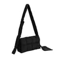 Puffervävd Väska Dam Vadderade Designer Crossbody Väskor Vävd Handväska Dun Axelväskor Black