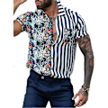 Pikkukuva 1 / 2: Miesten lyhythihainen paita raidallinen kukkainen Tops Beach C XL