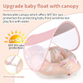 Miniatyrbillede 5 af 5: Baby Pool Float med UPF50+ Solbeskyttelseskalot, Tilføj Hale Aldrig Vendbar Oppustelig Baby Float til Småbørn 3-48 Måneder (Pink) S