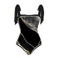 Miniatyrbilde 5 av 5: Badedrakt for kvinner Kvinners badedrakt Endelt badedrakt Bikini Snøring Badedrakt Lang skjørt Chiffon Todelt sett Badetøy for kvinner Black XXXL