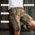 Miniatyrbillede 4 af 5: Bavaria Lederhosen Mænd-ægte læder Ægte læder Ægte læder tysk læder, Oktoberfest Tøj-kort Mørkebrun -HG