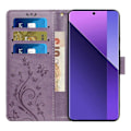 Miniatyrbillede 2 af 5: Læder Wallet Case med Sommerfugl og Blomster til Samsung Galaxy S25 Edge med Rem Multicolor Light Purple