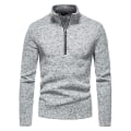 Miniatyrbilde 1 av 3: Høyhalset T-skjorte med glidelås for menn - Lang erme, avslappet, pullover Light Gray L