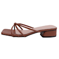 Miniatyrbilde 1 av 5: 2025 Sommer Fransk Stil Elegante Toveis Dameslippers, Medium Tykk Plattform Høyhælte Sandaler Brown 38