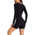 Miniatyrbilde 5 av 5: Badedrakt for kvinner, endel, lang erme, rashguard, dame våtdrakt, atletisk badedrakt, surfing, dykking, glidelås foran, badetøy, Tangrui Black 1455 S