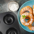Miniatyrbillede 5 af 5: Donut, Non-stick 6-huls Donut Bageforme, Donuts Form - Bagels Doughnuts Biscuit Kage Bageform Black