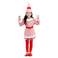 Pikkukuva 1 / 5: 3-10-vuotiaat lapset pojat tytöt joulujuhlat tonttu-cosplay-asu pitkähihainen mekko upea pukeutumisasu setti-vaaleanpunainen 3-4 Years