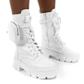 Miniatyrbillede 1 af 4: Dame Combat Ankelstøvler Chunky Platform Snørebånd Lynlås Biker Sko -ge White 41