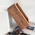 Miniatyrbillede 3 af 4: Håndvævet Rektangulær Rattan Kurv Frugt Te Snack Brød Picnic Kosmetik Opbevaringsboks Kitch -ES