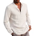 Pikkukuva 1 / 2: Miesten topit pitkähihainen paita Casual Henley-paita White S