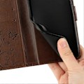 Miniatyrbillede 5 af 5: Læder Wallet Case med Sommerfugl og Blomster til Samsung Galaxy S25 Edge med Rem Multicolor Brown
