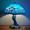 Miniatyrbillede 1 af 5: Malet Glas Svampe Bordlamper Boheme Harpiks Svampe Bordlampe Natlampe Til Hjem Og Kontor Blue Mushroom Table Lamp