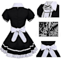 Miniatyrbild 3 av 4: 2022 Lolita Maid Kostymer Fransk Maid Dress Flickor Kvinna Amine Cosplay Kostym Servitris Maid Party Scen Kostymer Set -ge Black 3XL