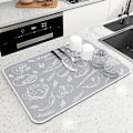 Pikkukuva 1 / 5: Super Imuva Superabsorbentti Antislip Suuri Keittiön Imuva Valutusmatto Kahvi Astian Kuivausmatto Nopea Kuivaus Kylpyhuoneen Valutuslevy Astiamatto Vegetable grey 30x40cm