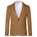 Miniatyrbilde 1 av 5: Yynuda Herre Business Casual Klassisk Hakket Revers Dobbel Split Ren Farge En-knapps Dressjakke 11 Farger Light Brown XL