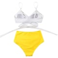 Pikkukuva 4 / 5: Naisten Ristiinasetetut Push Up Uimapaidat Vatsan Kontrolloivat Halter Bikinit Korkeavyötäröiset Uimapuvut Kaksi Osainen Uimapuvut White Yellow Large