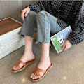 Miniatyrbilde 5 av 5: Sommerslippers for kvinner, utendørsbruk, koreansk stil Ins Web, motesandaler Beige crossover strap 40-41
