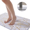 Miniatyrbilde 5 av 5: Weie Badematte 40 X 60 Cm Sklisikker Badematte Gullstriper Badematte Mikrofiber Absorberende Marmormatte Maskinvaskbar Badmatte Gulvmatte