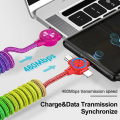 Miniatyrbillede 4 af 5: 3a fjederkabel kompatibel med Iphone Micro 8 Pin Type-c Hurtigoplader, der kan trækkes tilbage 3 in 1
