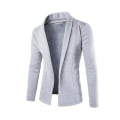 Miniatyrbild 1 av 3: Herrar Kragehals Långärmad Öppen Fram Cardigan Business Casual Ytterkläder Light Grey XL