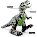 Miniatyrbillede 2 af 5: 2,4 GHz Fjernstyret Dinosaur Legetøj, Gående Robotdinosaur Med LED Lys & Lyd, Simulation