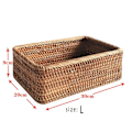 Miniatyrbillede 2 af 4: Håndvævet Rektangulær Rattan Kurv Frugt Te Snack Brød Picnic Kosmetik Opbevaringsboks Kitch -ES