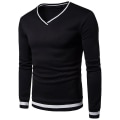 Pikkukuva 1 / 3: Miesten Topit V-kaula-aukkoinen pitkähihainen Colorblock-neulepusero casual collegepaita Black XL