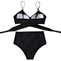 Miniatyrbillede 4 af 5: Dametøj Kryds Kors Push Up Badetøj Top Mavekontrol Halter Bikini Højtaljet Badetøj Todelt Badetøj Black Large