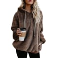 Miniatyrbild 1 av 4: Kvinnlig Teddybjörn Hoodie Jacka Varm Fluffig Huvad Tröja Lös Höst Vinter Toppar Brown 3XL