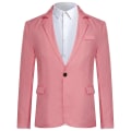 Miniatyrbilde 1 av 5: Yynuda Herre Business Casual Klassisk Hakket Revers Dobbel Split Ren Farge En-knapps Dressjakke 11 Farger Light Pink XL