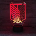 Miniatyrbild 2 av 4: FaceToWind 1-delad 7-färgad Animelampa Attack on Titan Wings of Liberty 3D Ljus Touch LED USB-lampa AM4930 -h