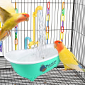 Miniatyrbilde 5 av 5: Papegøyebadekar, automatisk fuglebadekar med kran og dusj, fuglebadeleker for parakitter Budgie Cockatiel Conure og småfugler Pink