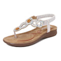 Miniatyrbilde 1 av 5: Bohemske sommersandaler for kvinner 2025 - Rhinestone plattform flip-flops Silver 37