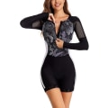 Miniatyrbilde 2 av 5: Badedrakt for kvinner, endel, lang erme, rashguard, dame våtdrakt, atletisk badedrakt, surfing, dykking, glidelås foran, badetøy, Tangrui Black 1455 XL