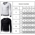 Pikkukuva 3 / 3: Miesten Topit V-kaula-aukkoinen pitkähihainen Colorblock-neulepusero casual collegepaita Black XL