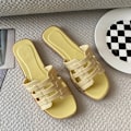 Miniatyrbild 1 av 5: Sommartofflor för damer, utomhusbruk, koreansk stil Ins Web, modesandaler 778-2 Three-stripe yellow 40-41