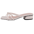 Miniatyrbilde 1 av 5: 2025 Sommer Fransk Stil Elegante Toveis Dameslippers, Medium Tykk Plattform Høyhælte Sandaler Off-white 36