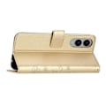 Miniatyrbillede 3 af 5: Læder Wallet Case med Sommerfugl og Blomster til Samsung Galaxy S25 Edge med Rem Multicolor Gold