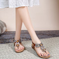 Miniatyrbilde 4 av 5: Bohemske sommersandaler for kvinner 2025 - Rhinestone plattform flip-flops Black 37