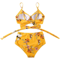 Miniatyrbild 4 av 5: Dam Bikinitop med Korsband, Push-Up, Magkontroll, Halter, Högmidjad Bikini, Tvådelad Baddräkt Yellow-5 XX-Large