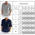 Miniatyrbillede 2 af 2: Mænds Henley Skjorte Langærmet Casual Strand Løstsiddende Skjorter Topper Apricot XL