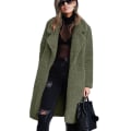 Miniatyrbilde 1 av 2: Damejakker Teddy Bear Lang Frakk Faux Fur Overcoat -ge Army Green XL
