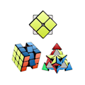 Pikkukuva 3 / 5: 3 kpl Nopeuskuutiosetti - 2x2x2, 3x3x3, Pyramidi Musta Pohja Palapelit