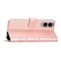 Miniatyrbillede 3 af 5: Læder Wallet Case med Sommerfugl og Blomster til Samsung Galaxy S25 Edge med Rem Multicolor Rose Gold